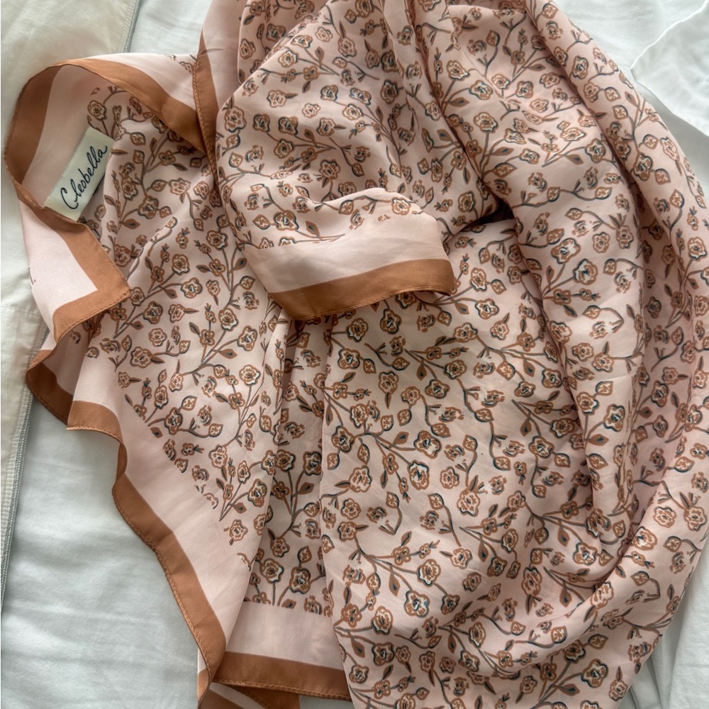 Floral Pink and Brown Scarf